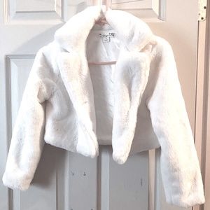 Girls White Fur Bolero